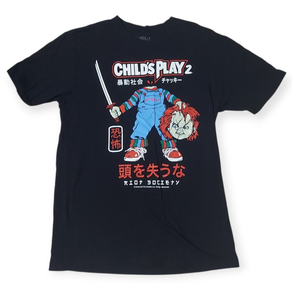 Chucky Child’s Play 2 Riot Society Horror Movie Black T-Shirt Adult Size M